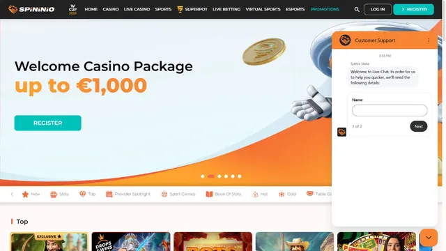 spininio casino support