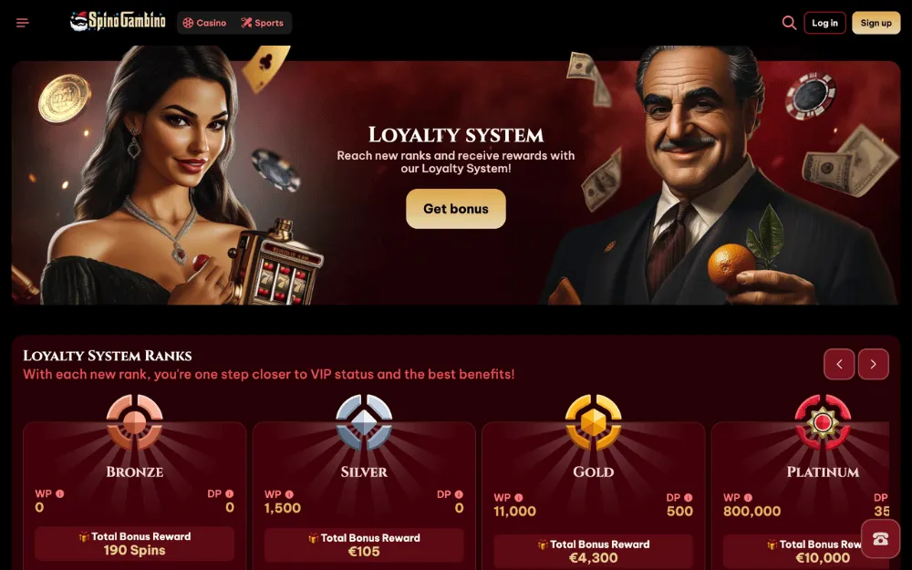 spinogambino casino loyalty system icon