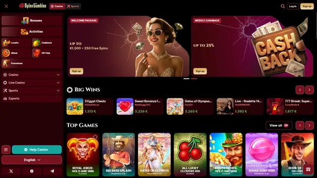 spinogambino casino website screen