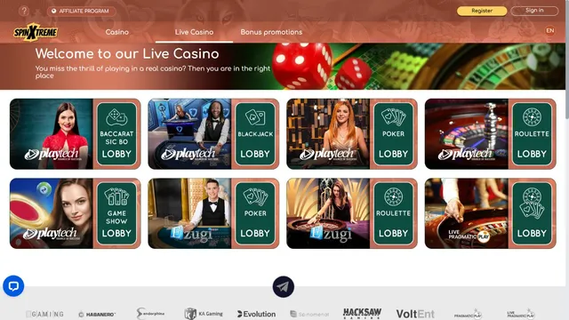 spinxtreme casino live games