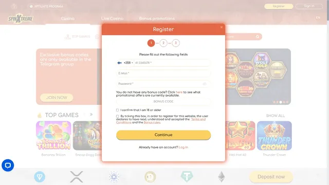 spinxtreme casino registration