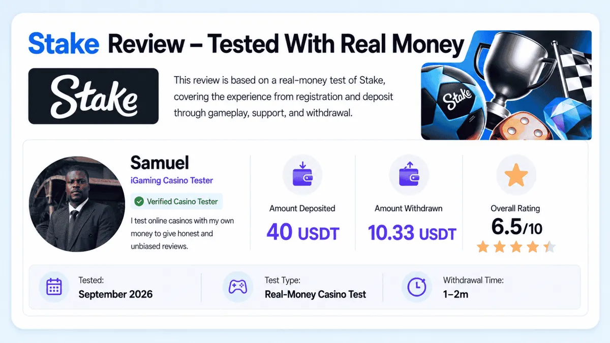 stake casino test details