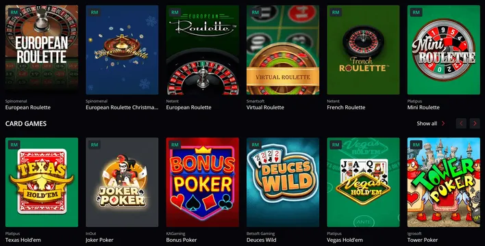 starda casino table games