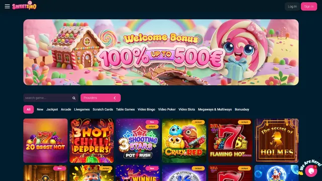 sweetsino casino website screen