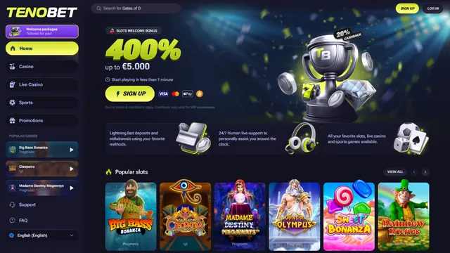 tenobet casino website screen