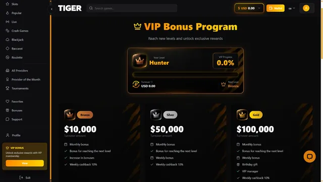 tiger casino vip club