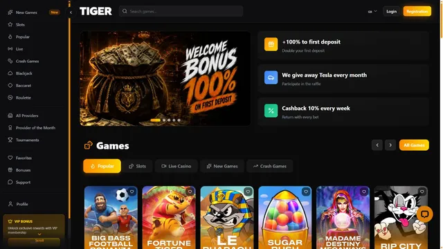 tiger casino website screen