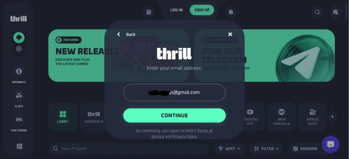 thrill casino registration icon