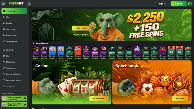 tiketabet casino website screen