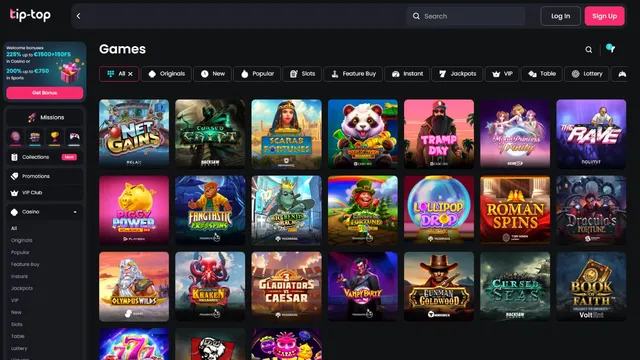 tiptop casino games