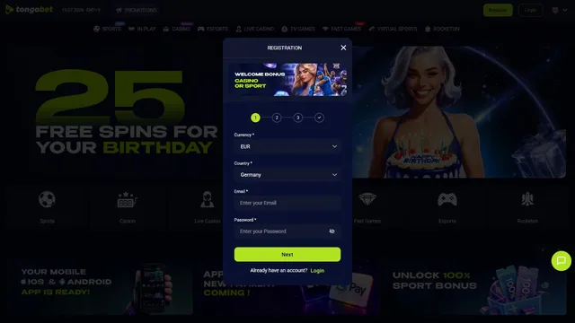 tongobet casino registration