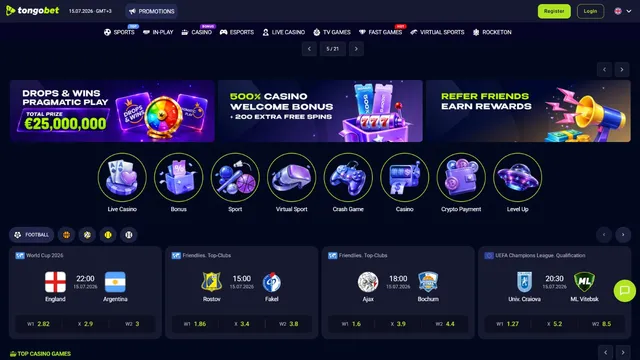 tongobet casino website screen
