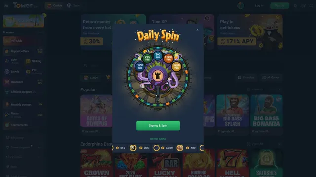 towerbet casino fortune wheel