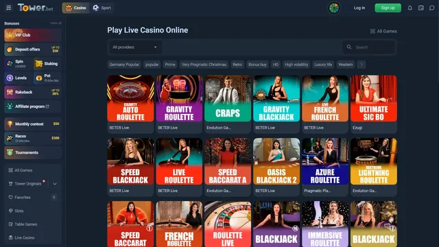 towerbet casino live games