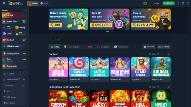 towerbet casino website screen