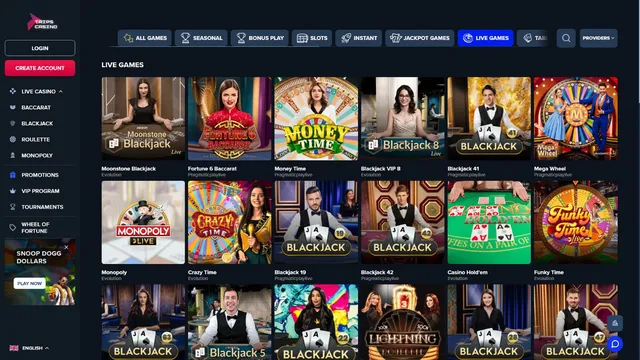 trips casino live games
