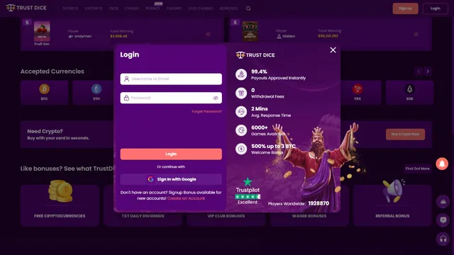 trustdice casino registration