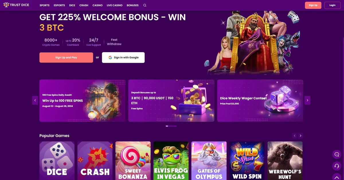 trustdice full casino screen