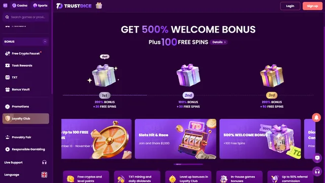 trustdice casino welcome bonus