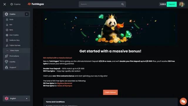 twinvegas casino welcome bonus