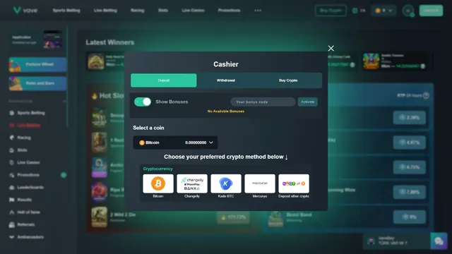 vave casino deposit