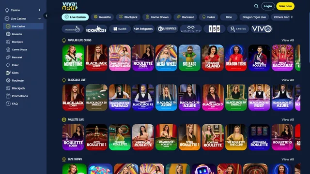 vivaspin casino live games
