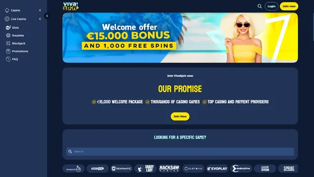 vivaspin casino website screen