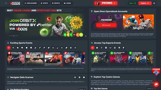 vodds casino website screen