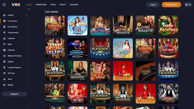 vox casino live games