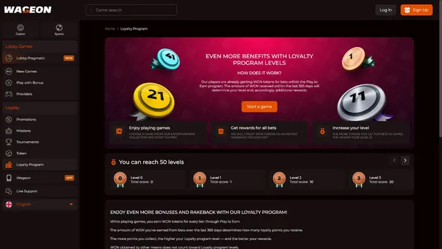 wageon casino loyalty program