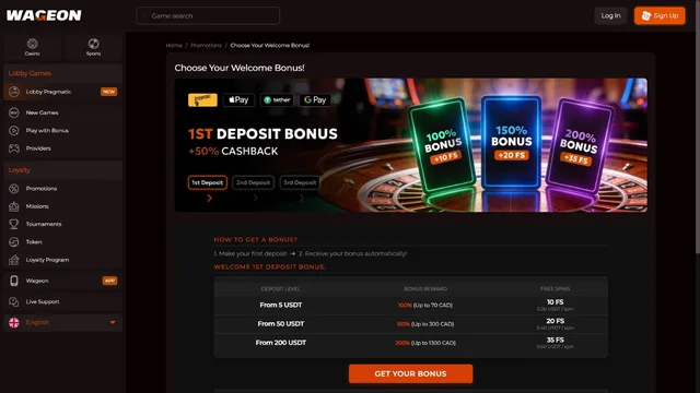 wageon casino welcome bonus