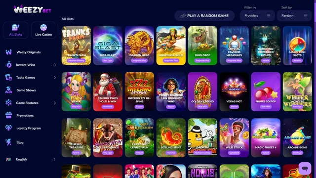 weezybet casino games