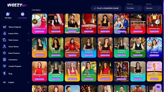 weezybet casino live games