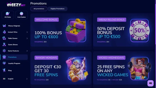 weezybet casino promotions