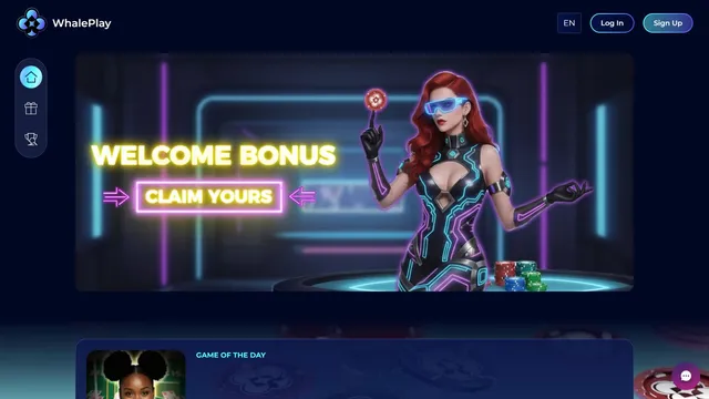 whaleplay casino website screen