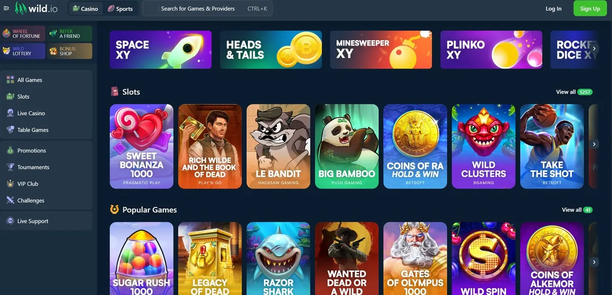 wild.io casino screen