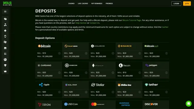 wildcasino deposit