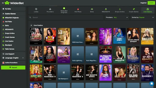 wilderbet casino live games