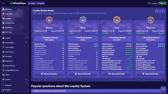 winairlines casino loyalty program
