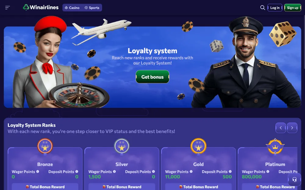 winairlines casino loyalty system icon