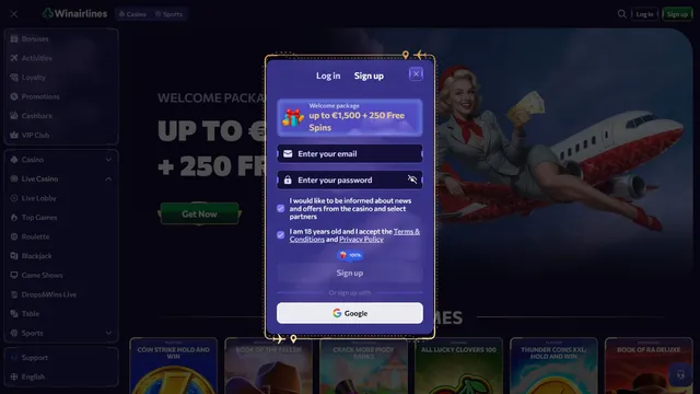 winairlines casino registration