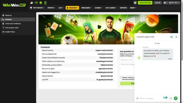 winwinbet casino support