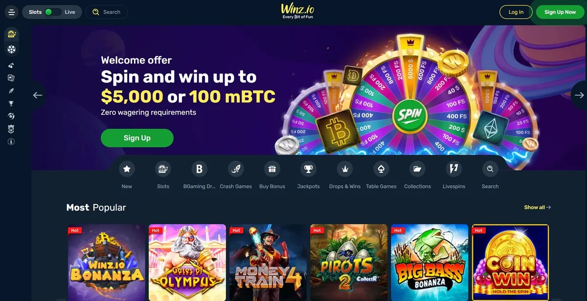 winz casino full screen