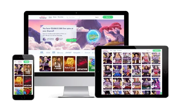 wisho casino website screens