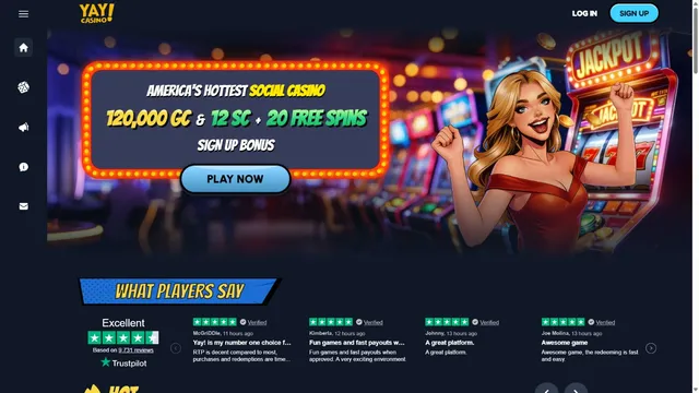 yay casino website screen