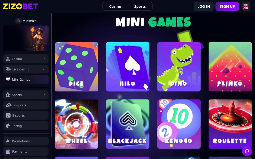 zizobet casino mini games icon